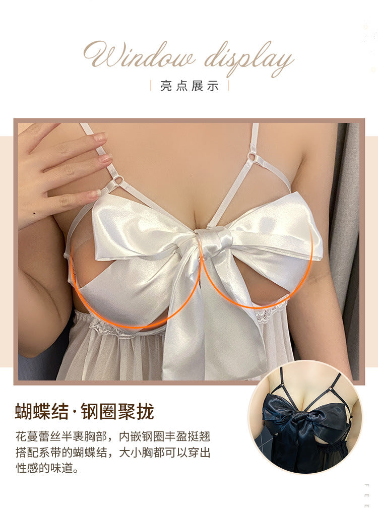 🔥Intently Provocative Sheer Nightwear Set – Bow Accents & Strategic Cut-Outs🔥