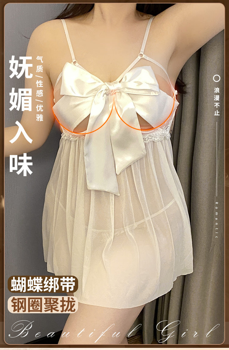 🔥Intently Provocative Sheer Nightwear Set – Bow Accents & Strategic Cut-Outs🔥