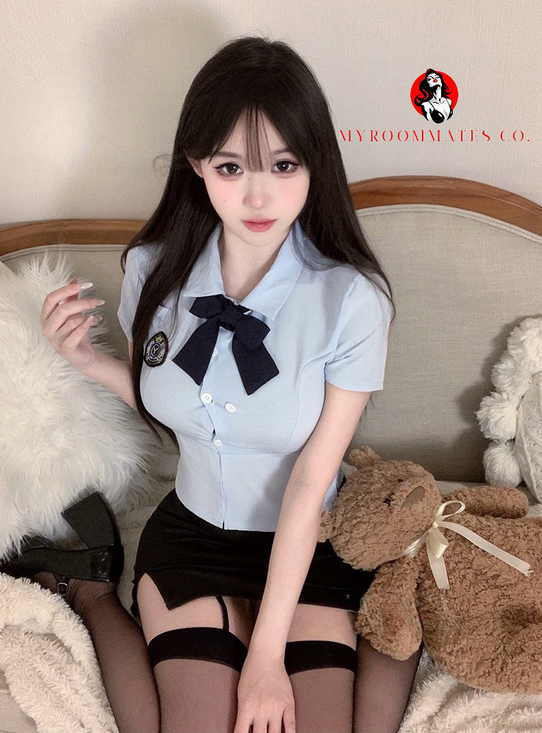 🚨Sexy Cop Role-Play Outfit with Black Garter Stockings🚨
