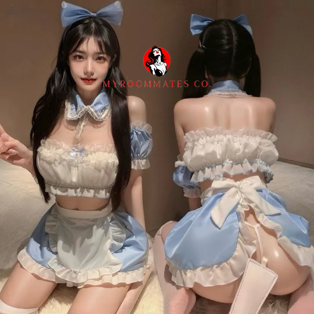 🖤Pure Vibe Erotic Maid Set with White Thigh-High Stockings🖤