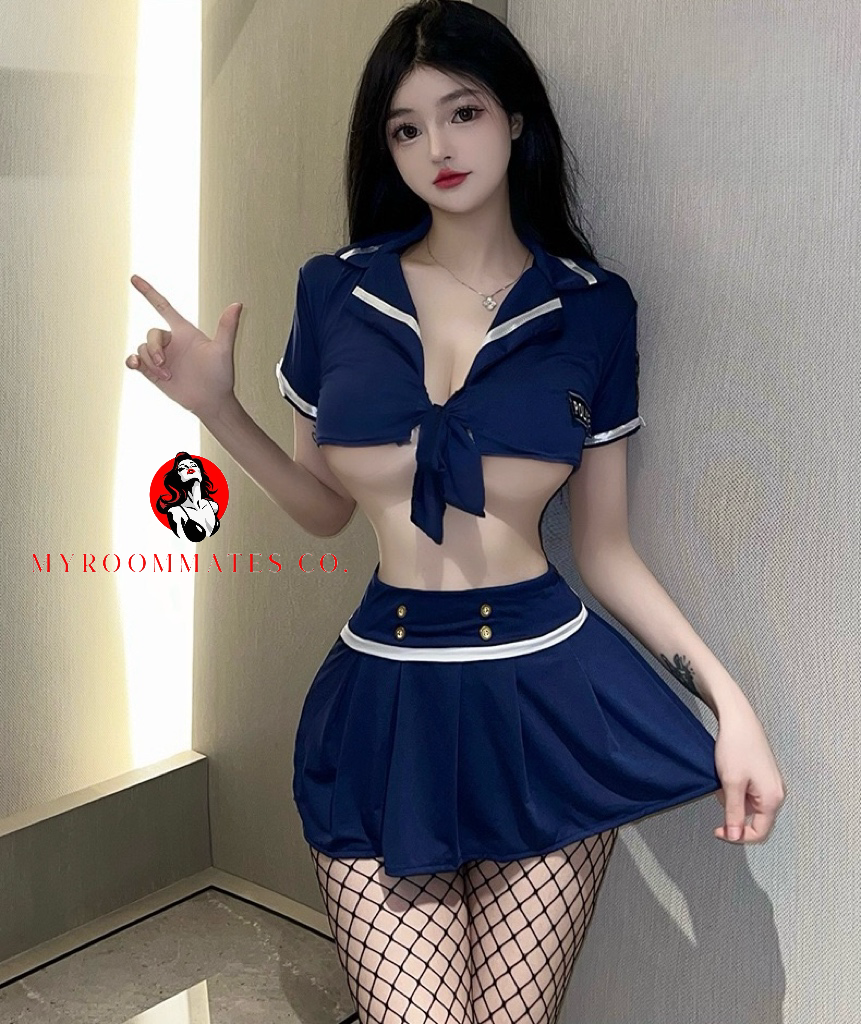 👮♀️Hot Cop Role-Play Costume with Fishnet Stockings 🔥