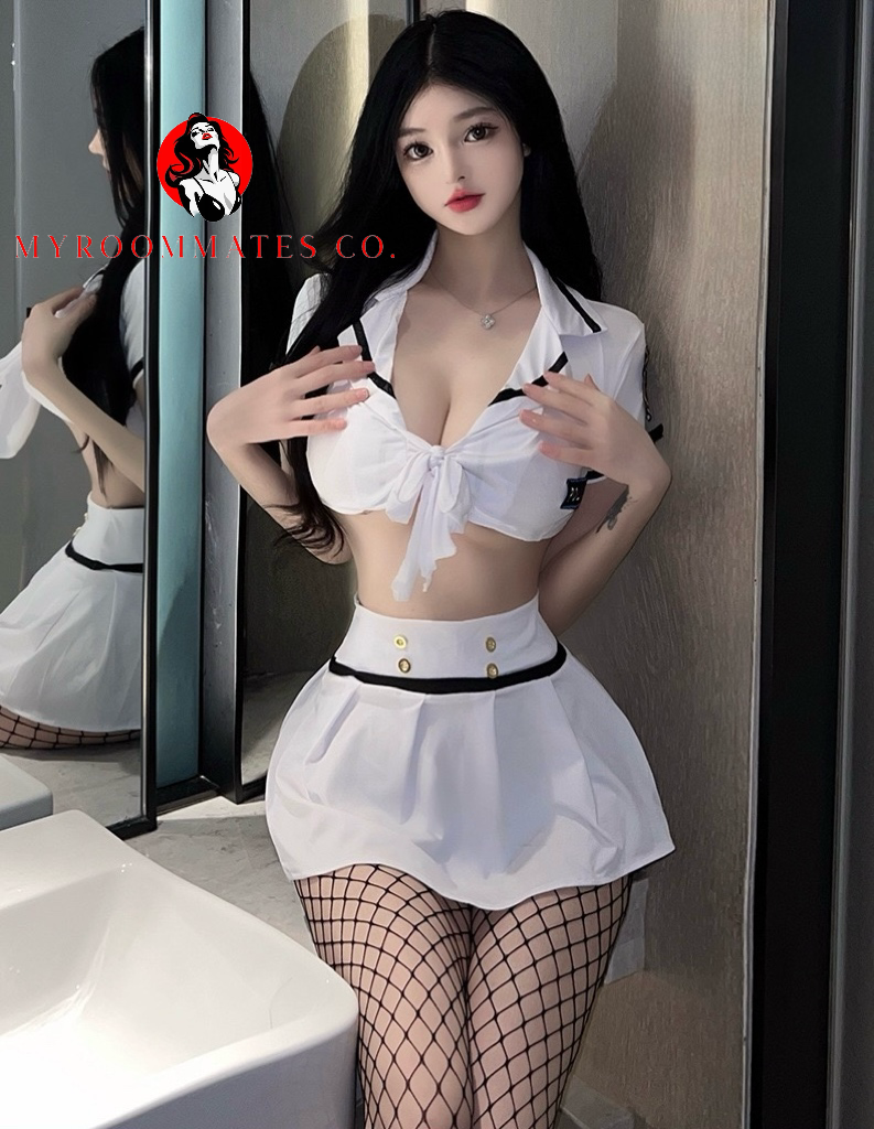 👮♀️Hot Cop Role-Play Costume with Fishnet Stockings 🔥
