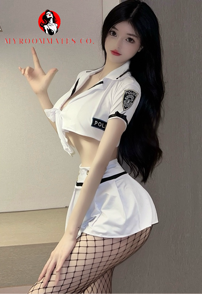 👮♀️Hot Cop Role-Play Costume with Fishnet Stockings 🔥