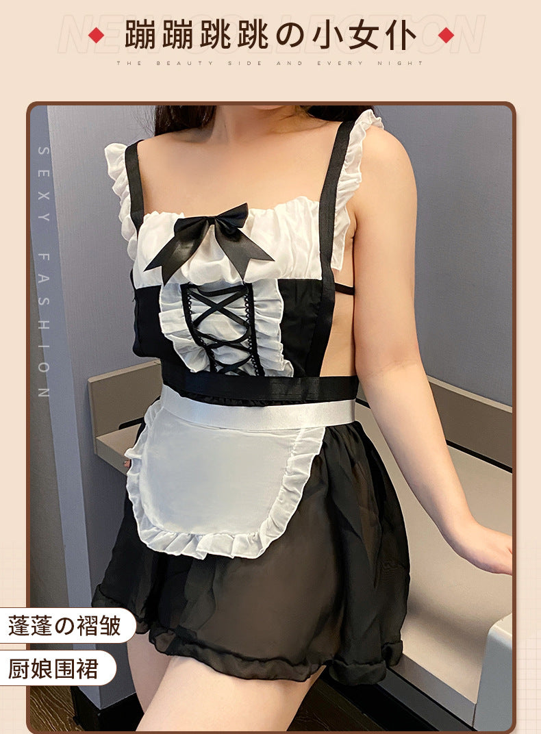 純慾可愛火辣情趣女僕裝 Kawaii Maid Lingerie Set: Pure Seduction Meets Playful Heat - Adjustable Apron & Accessories