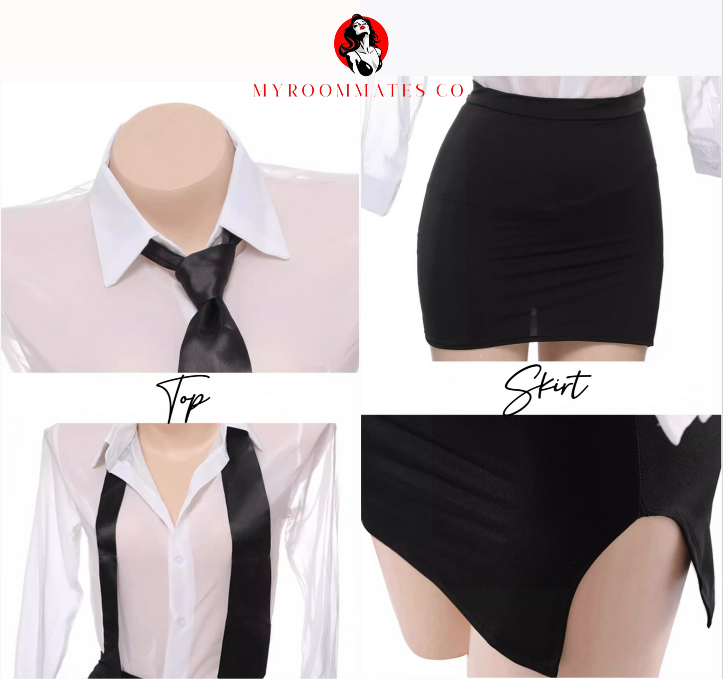 🖤📎 Hot Secretary Costume with Open Stockings 💼🔥